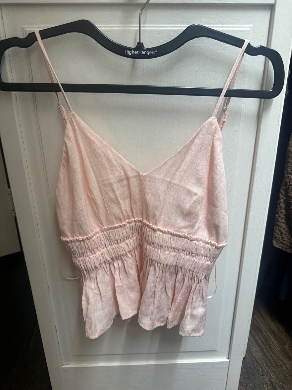 Delicate Light Pink Smocked Peplum Cami Top